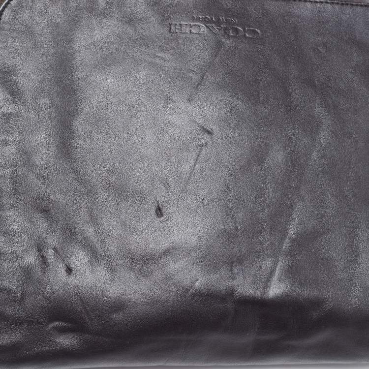 Pre Owned Coach Black/Brown Signature Coated Canvas and Leather Charles Messenger Bag