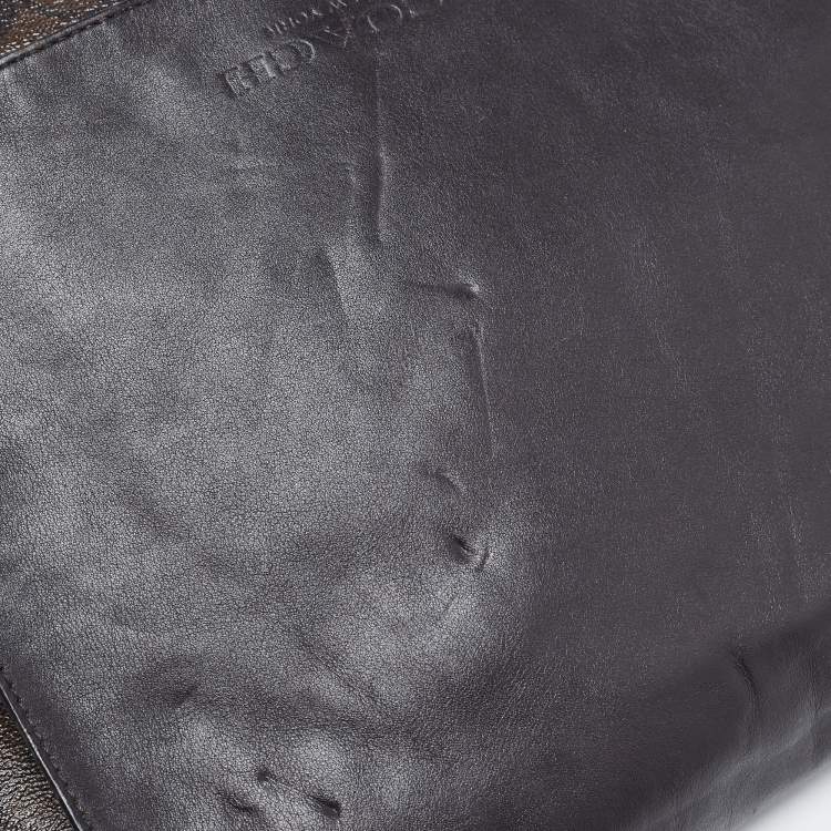 Pre Owned Coach Black/Brown Signature Coated Canvas and Leather Charles Messenger Bag