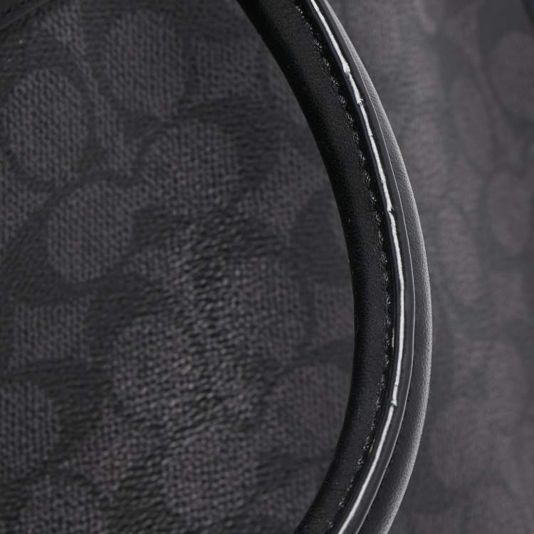 Pre Owned Coach Black Signature Coated Canvas and Leather Gotham Laptop Bag
