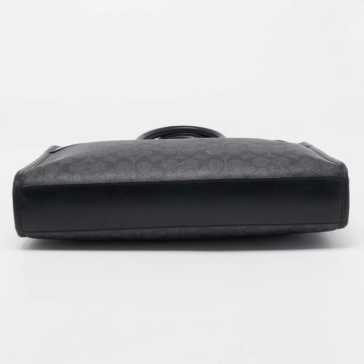 Pre Owned Coach Black Signature Coated Canvas and Leather Gotham Laptop Bag