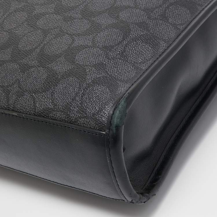 Pre Owned Coach Black Signature Coated Canvas and Leather Gotham Laptop Bag