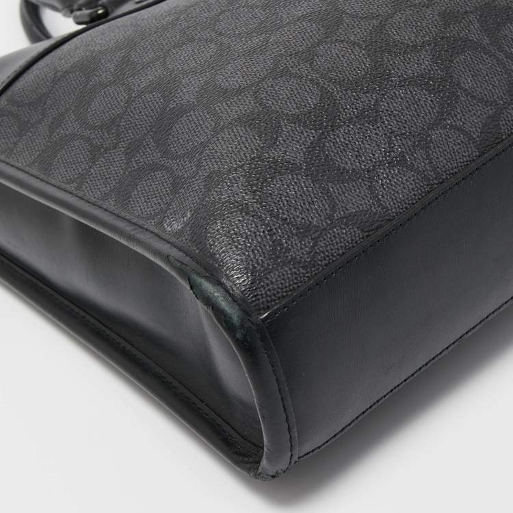 Pre Owned Coach Black Signature Coated Canvas and Leather Gotham Laptop Bag