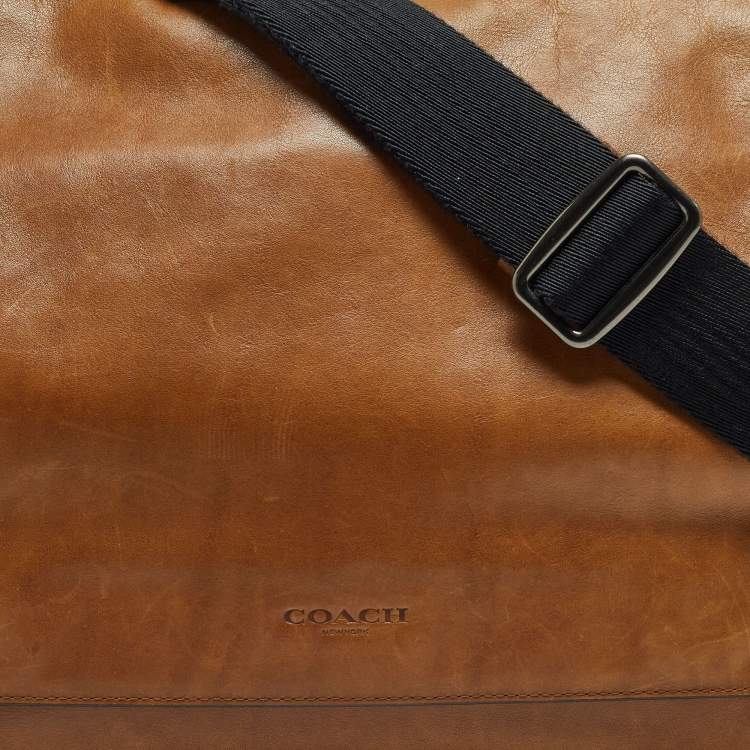 Pre Owned Coach Tan Leather Metropolitan Courier Messenger Bag