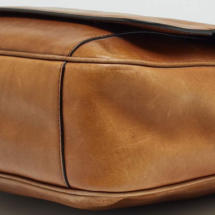 Pre Owned Coach Tan Leather Metropolitan Courier Messenger Bag