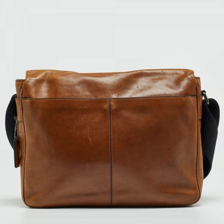 Pre Owned Coach Tan Leather Metropolitan Courier Messenger Bag