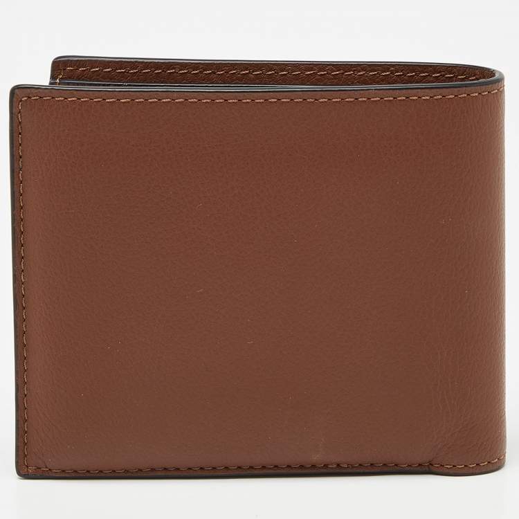 Pre Owned Coach Brown Leather Bifold Wallet