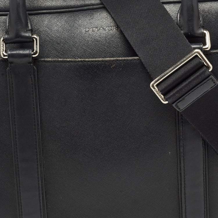 Pre Owned Coach Black Leather Metropolitan Briefcase/Laptop Bag