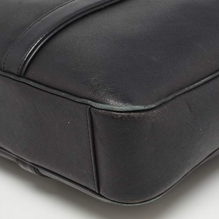 Pre Owned Coach Black Leather Metropolitan Briefcase/Laptop Bag