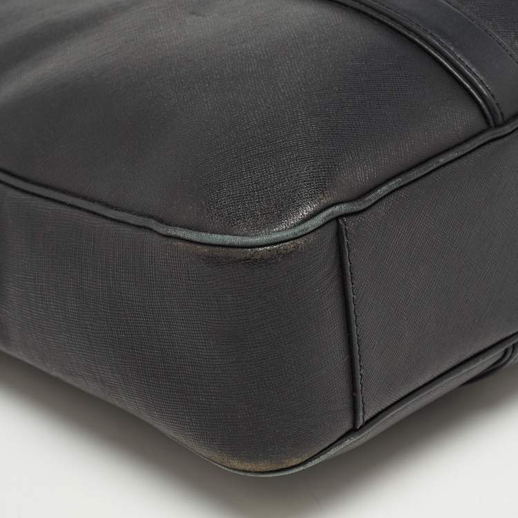 Pre Owned Coach Black Leather Metropolitan Briefcase/Laptop Bag