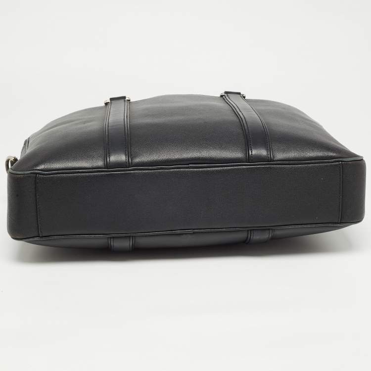 Pre Owned Coach Black Leather Metropolitan Briefcase/Laptop Bag