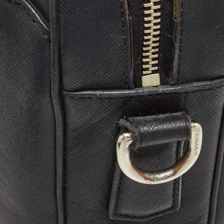 Pre Owned Coach Black Leather Metropolitan Briefcase/Laptop Bag