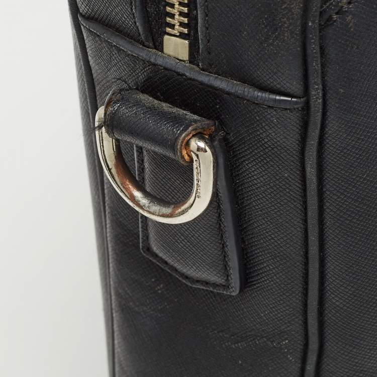 Pre Owned Coach Black Leather Metropolitan Briefcase/Laptop Bag