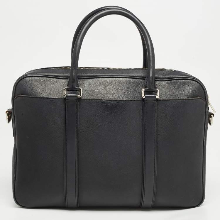Pre Owned Coach Black Leather Metropolitan Briefcase/Laptop Bag