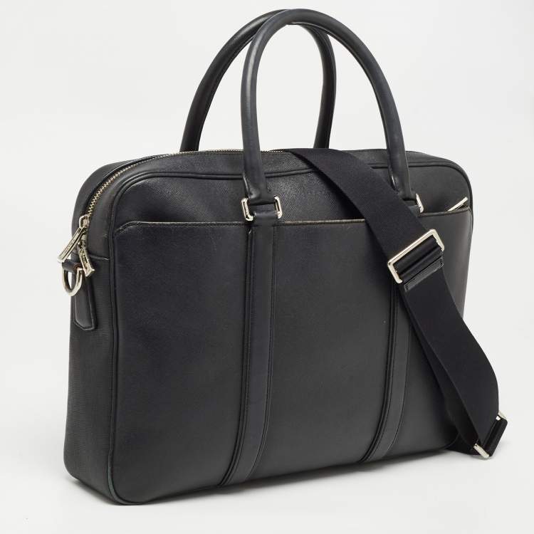 Pre Owned Coach Black Leather Metropolitan Briefcase/Laptop Bag