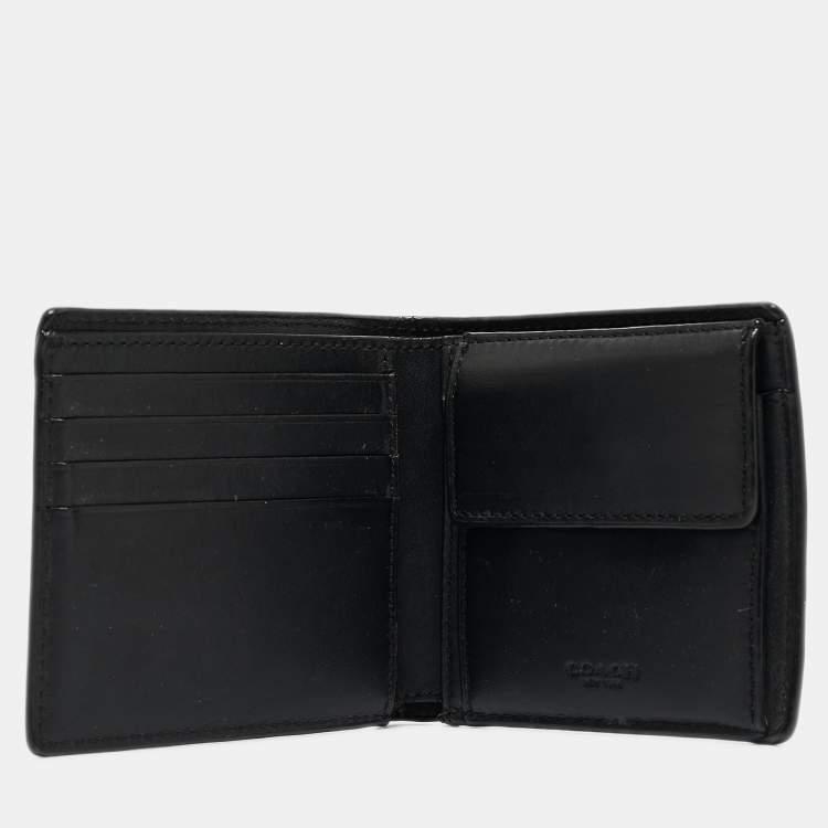 New Coach online Black Leather bifold Wallet