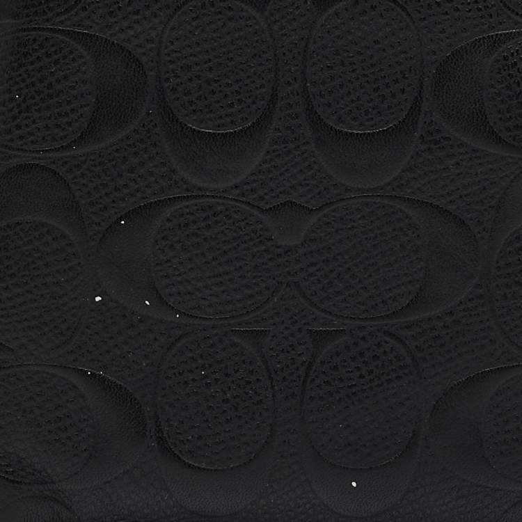 Pre Owned Coach Black Signature Embossed Leather Bifold Wallet