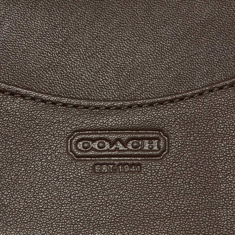 Pre Owned Coach Brown Leather Double Zip Travel Organizer 
