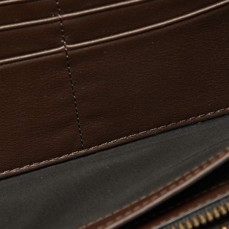 Pre Owned Coach Brown Leather Double Zip Travel Organizer 