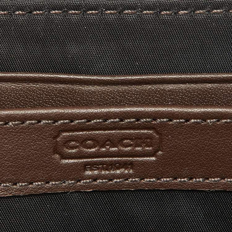 Pre Owned Coach Brown Leather Double Zip Travel Organizer 