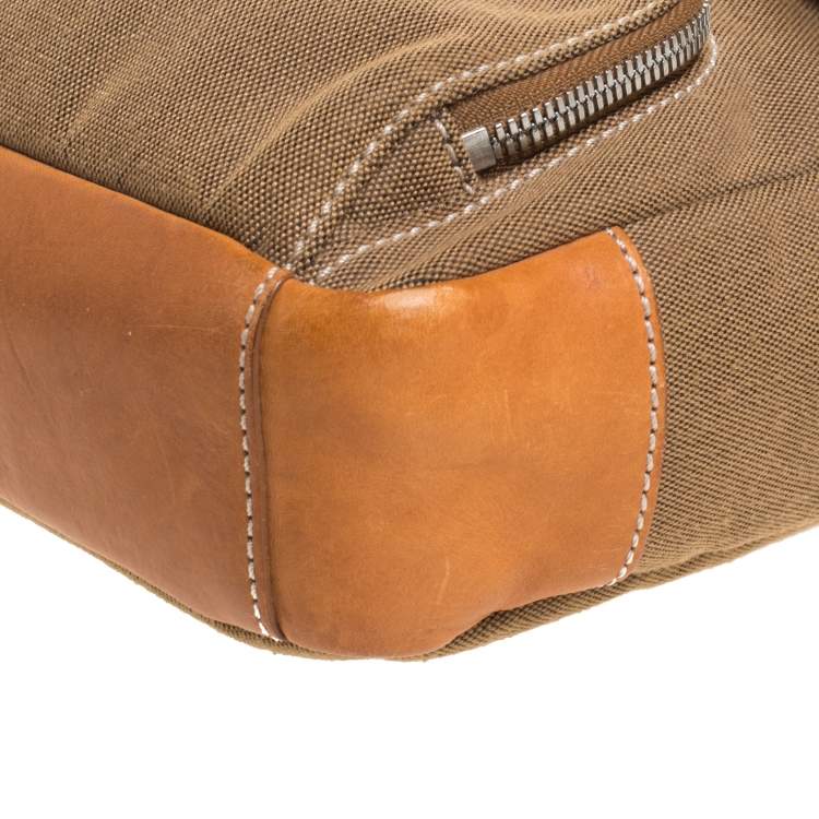 Pre Owned Cole Haan Brown Canvas Messenger Bag