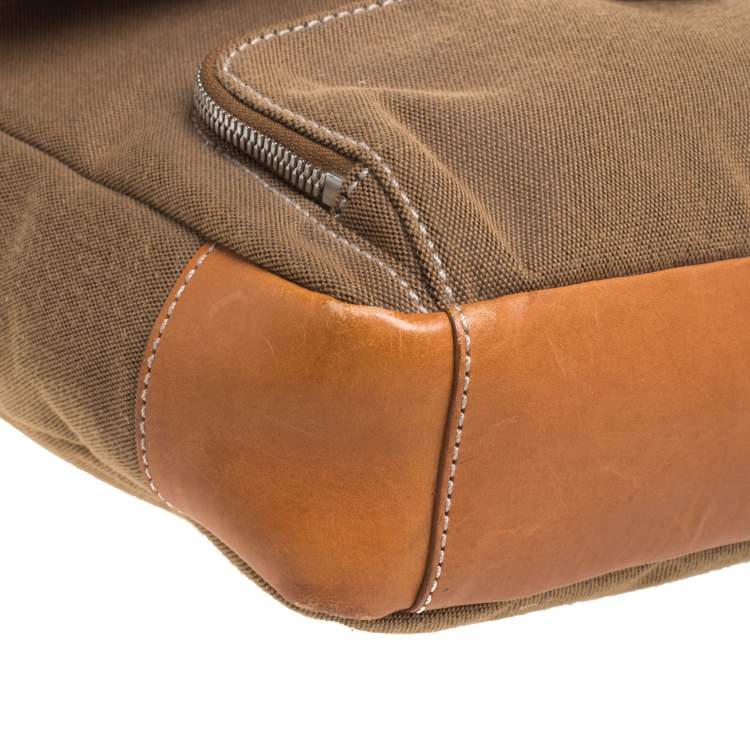 Pre Owned Cole Haan Brown Canvas Messenger Bag