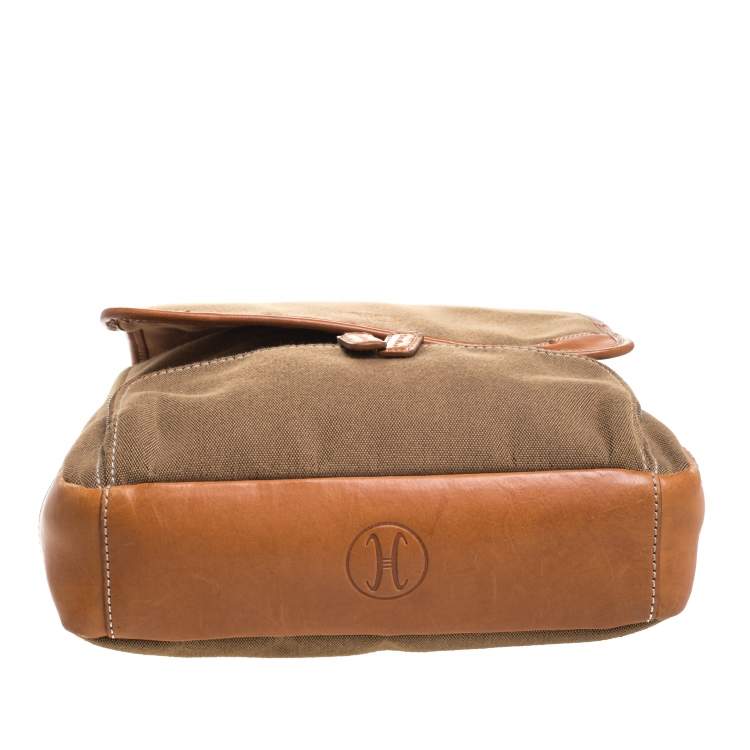 Pre Owned Cole Haan Brown Canvas Messenger Bag
