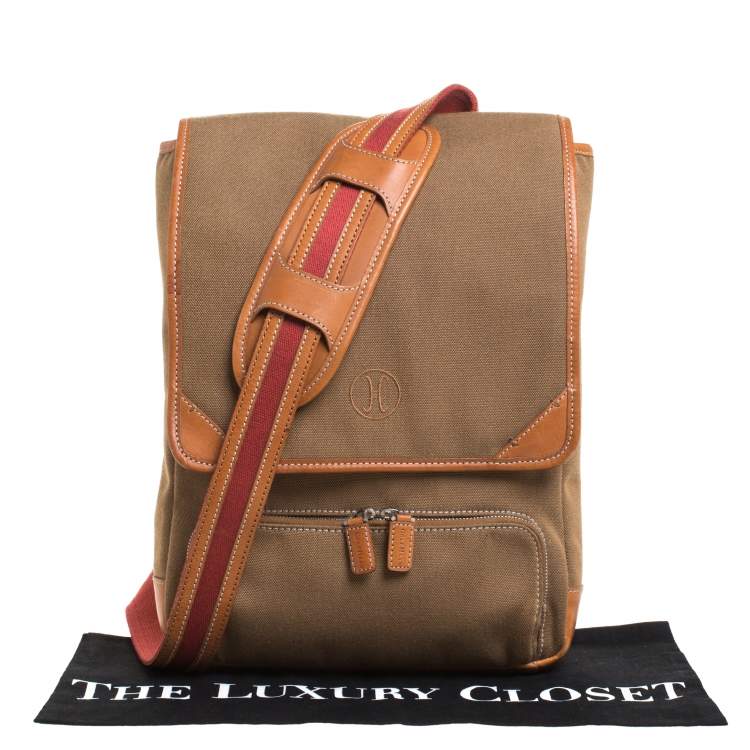 Pre Owned Cole Haan Brown Canvas Messenger Bag