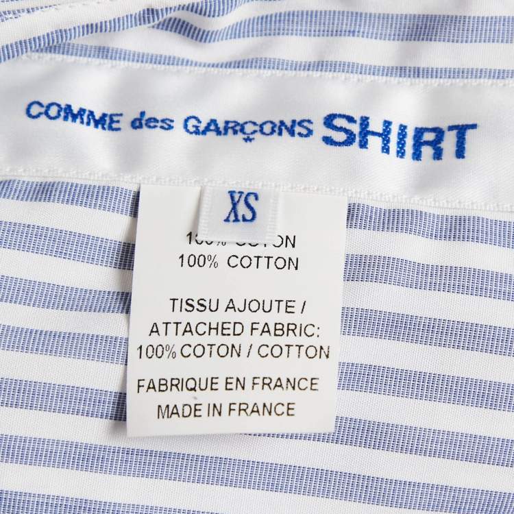 Pre Owned Comme des Garcons Blue/White Cotton Detachable Sleeve Shirt XS