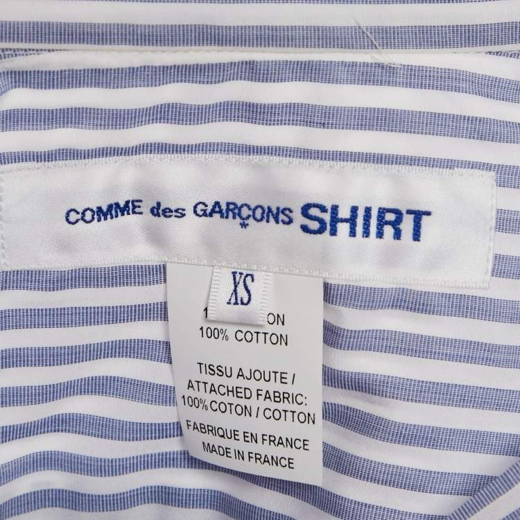 Pre Owned Comme des Garcons Blue/White Cotton Detachable Sleeve Shirt XS