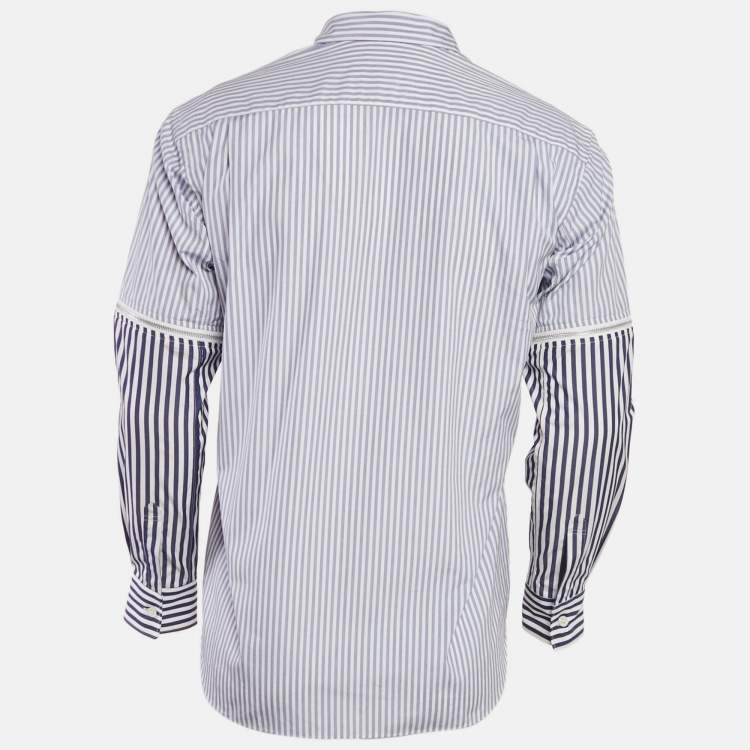 Pre Owned Comme des Garcons Blue/White Cotton Detachable Sleeve Shirt XS