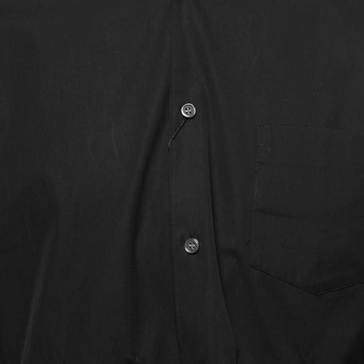 Pre Owned Comme des Garçons Black Cotton Ruffled Asymmetrical Shirt M
