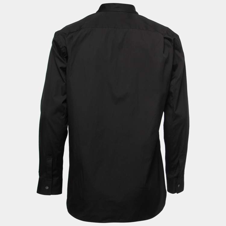 Pre Owned Comme des Garçons Black Cotton Ruffled Asymmetrical Shirt M