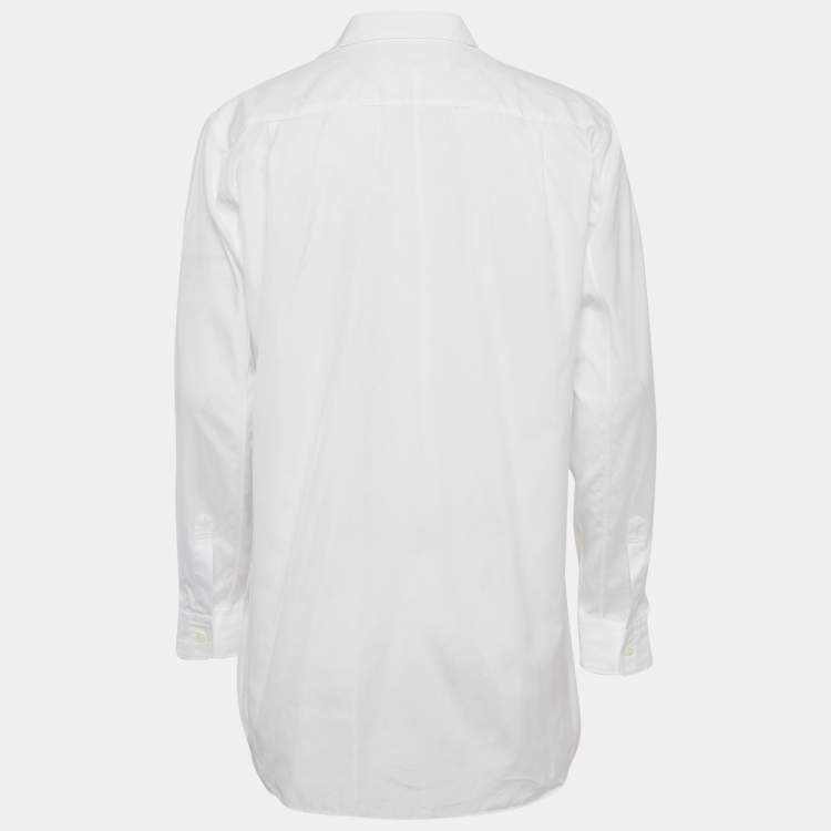 Pre Owned Comme des Garcons Play White Cotton Heart Applique Shirt L