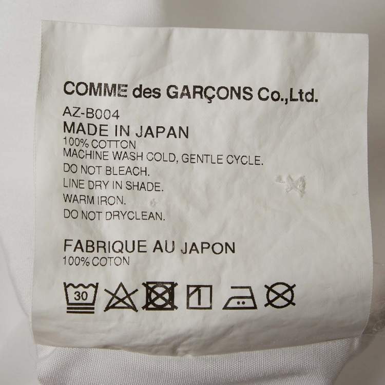 Pre Owned Comme des Garcons Play White Cotton Heart Applique Shirt L