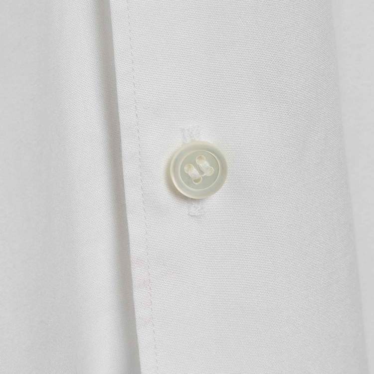 Pre Owned Comme des Garcons Play White Cotton Heart Applique Shirt L