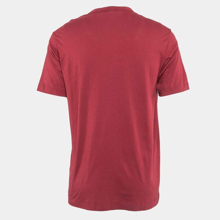 مملوكة مسبقًا Comme des Garcons Shirt Burgundy Cotton Zip Detail T-Shirt L