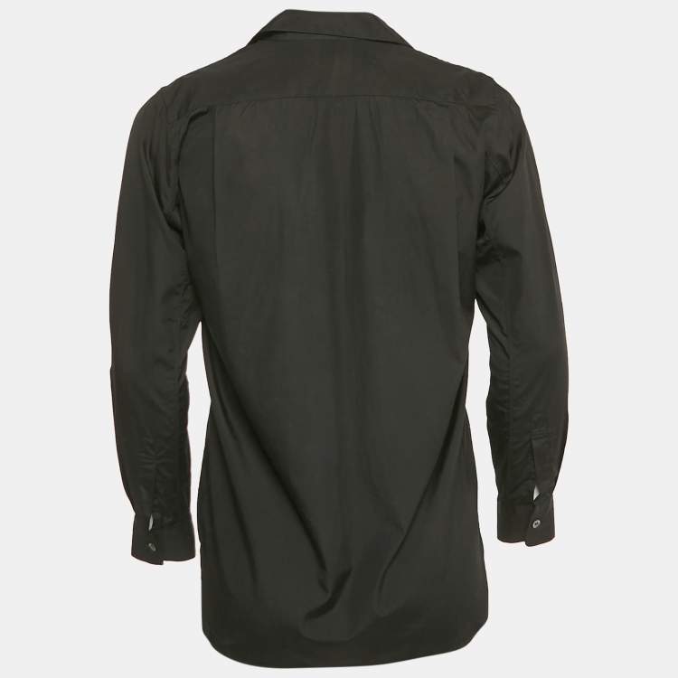 Pre Owned Comme des Garcons Black Cotton Heart Applique Detail Shirt S