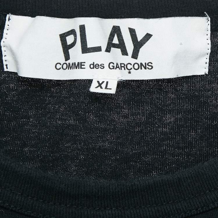 Pre Owned Comme des Garcons Play Black Heart Applique Cotton Jersey T-Shirt XL