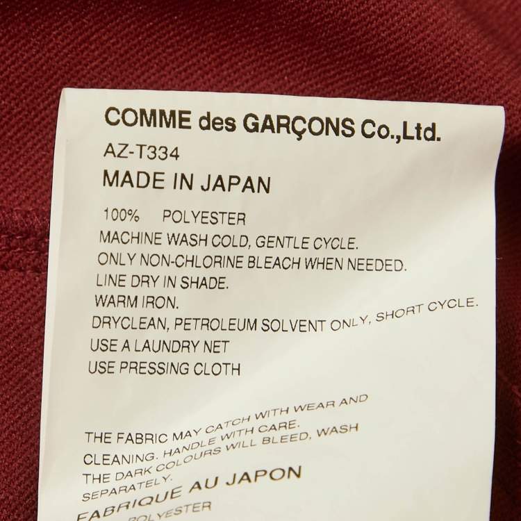 Pre Owned Comme des Garcons PLAY Dark Red Jersey Zip-Up Invader Hooded Sweatshirt S