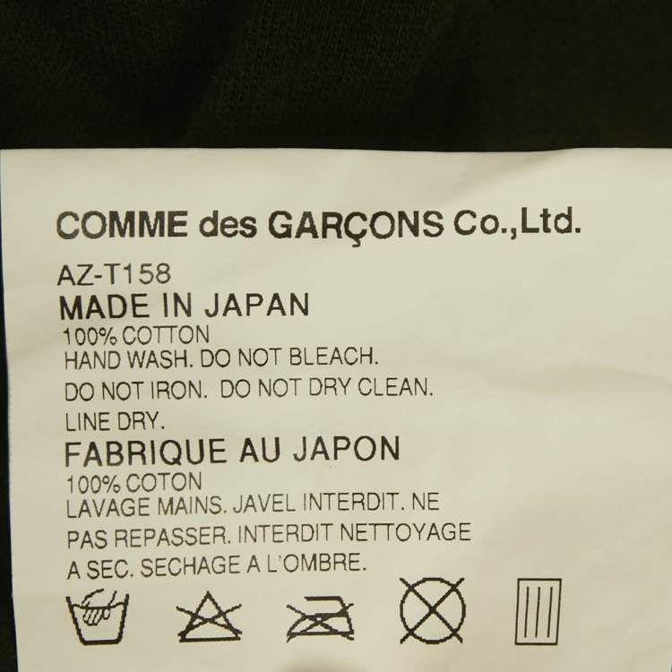 Pre Owned Comme des Garcons Black Printed Jersey T-Shirt L