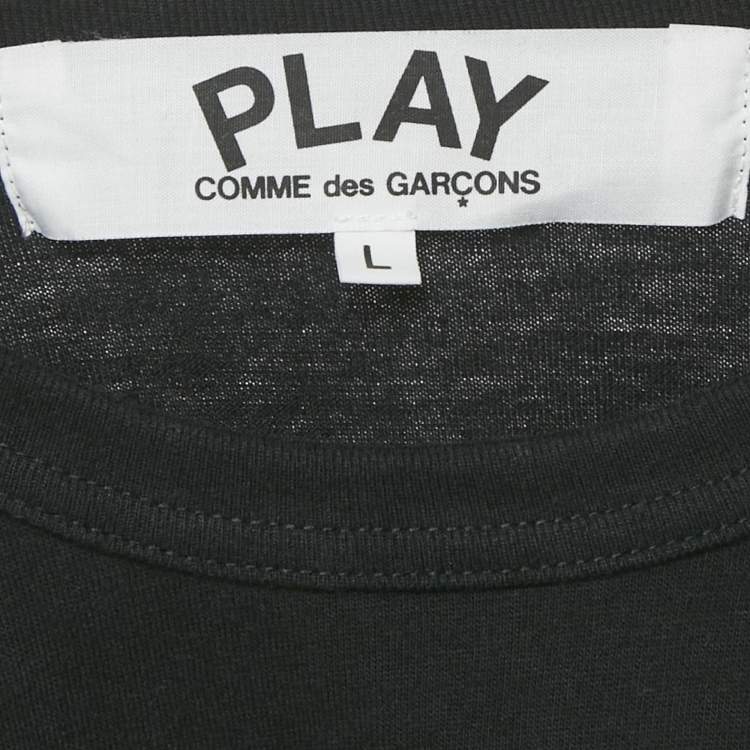 Pre Owned Comme des Garcons Black Printed Jersey T-Shirt L