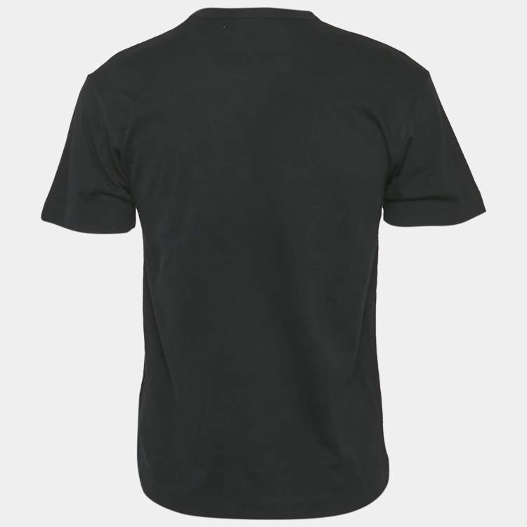 Pre Owned Comme des Garcons Black Printed Jersey T-Shirt L