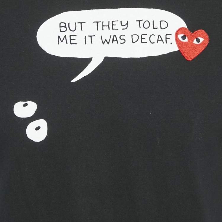 Pre Owned Comme des Garcons Black Printed Jersey T-Shirt L