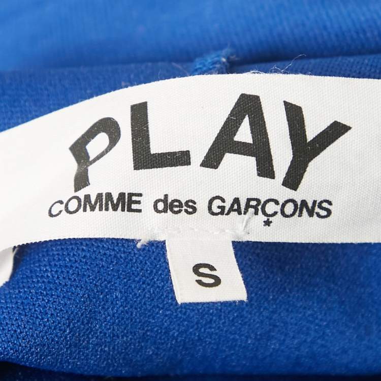 Pre Owned Comme des Garcons Blue Heart Applique Jersey Hoodie S