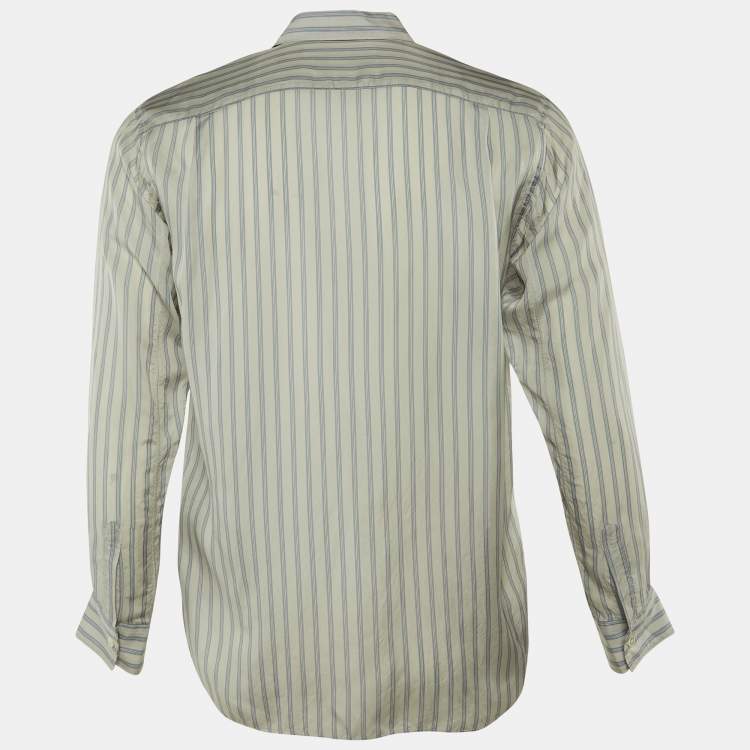 Pre Owned Comme des Garcons Shirt Light Blue Striped Cut-Out Mask Shirt XS