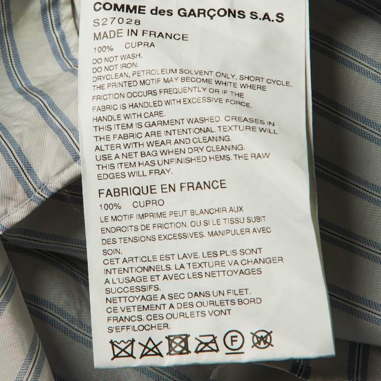 Pre Owned Comme des Garcons Shirt Light Blue Striped Cut-Out Mask Shirt XS