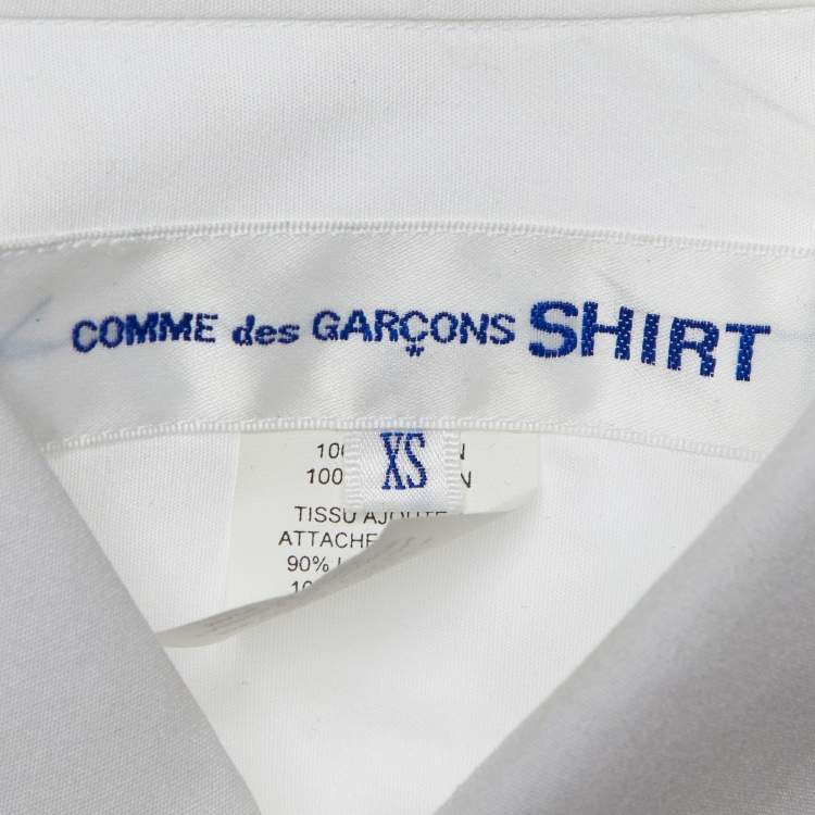 Pre Owned Comme des Garcons White Cotton Contrast Skull Detail Shirt XS