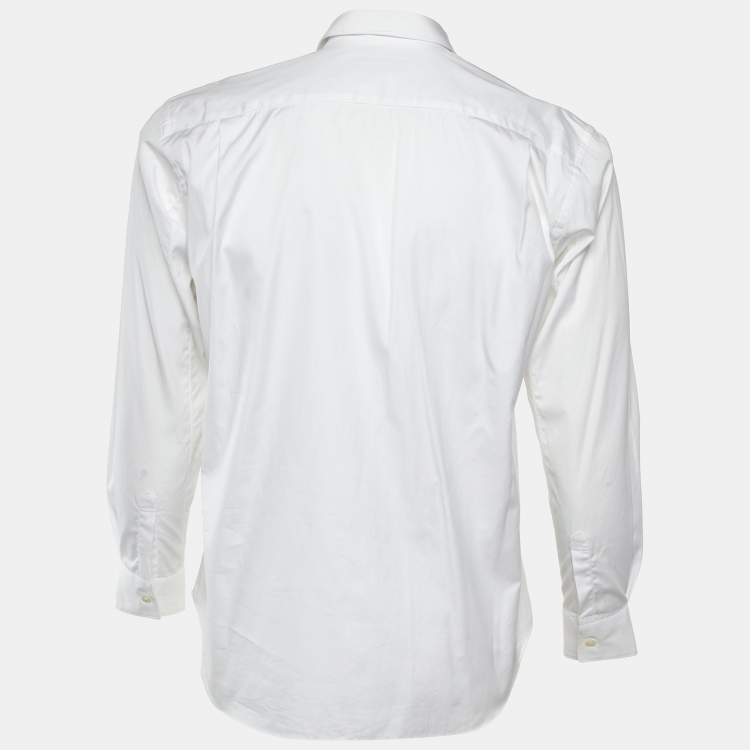 Pre Owned Comme des Garcons White Cotton Contrast Skull Detail Shirt XS