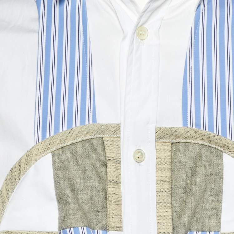 Pre Owned Comme des Garcons White Cotton Contrast Skull Detail Shirt XS