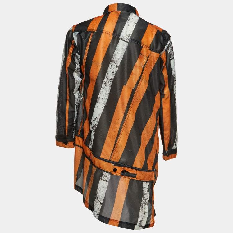 Pre Owned Comme des Garcons Homme Plus Multicolor Striped Mesh Long Jaacket M